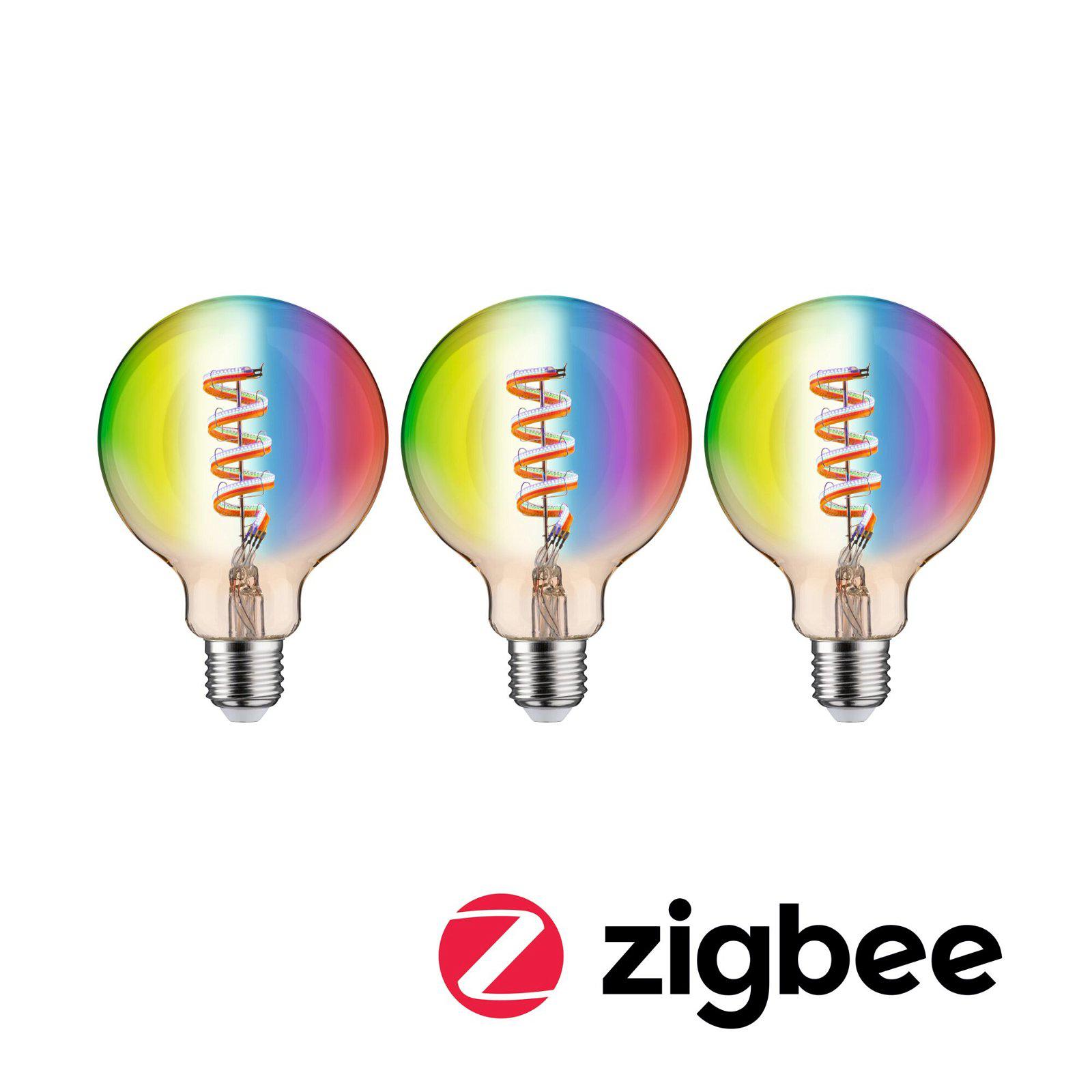 PAULMANN LED-Leuchtmittel "Smart Filament 3er-Pack G95 470lm 2200K-6500K gold 230V", Energieeffizienz: G (A-G), gold (goldfarben), L:14cm Ø:9,5cm, Leuchtmittel