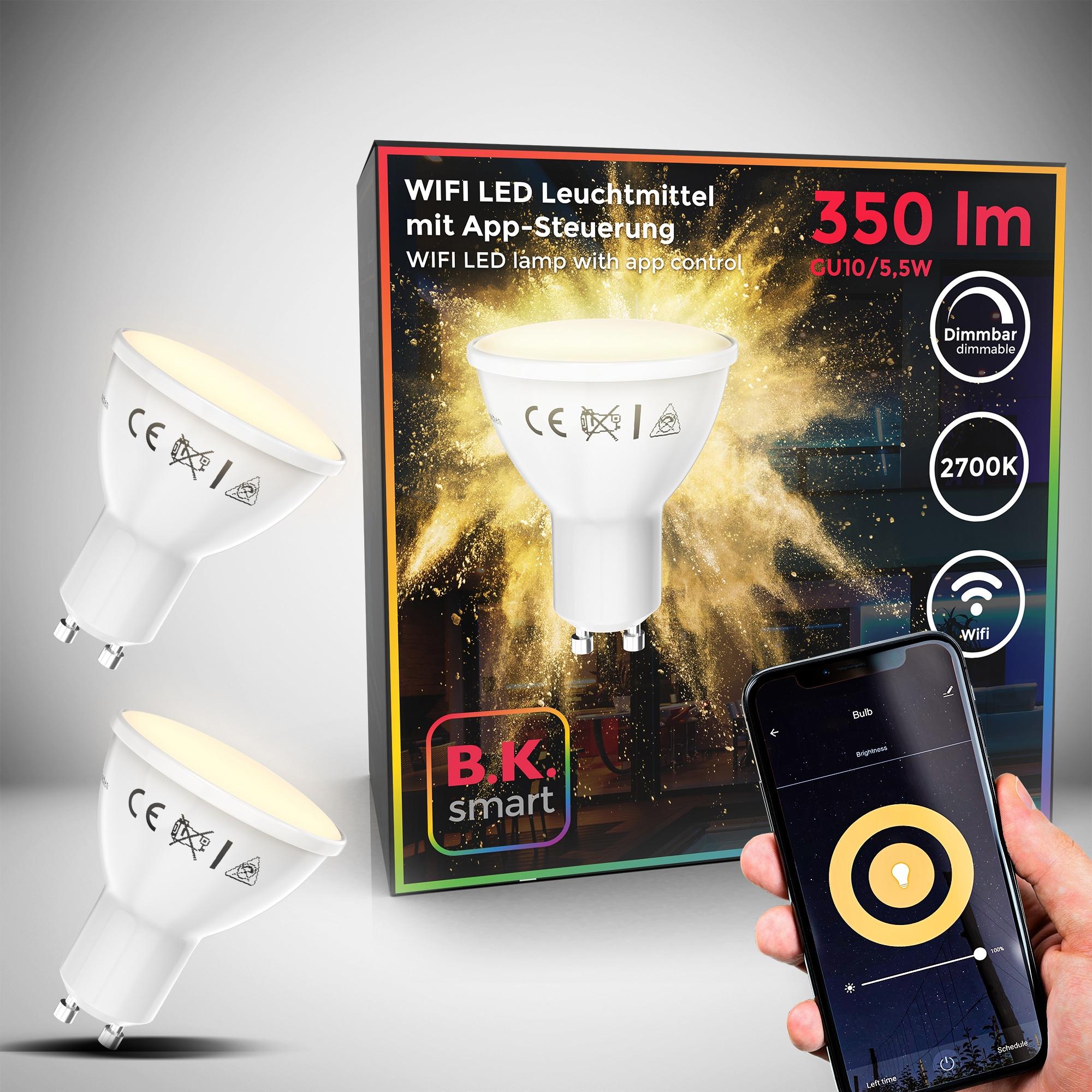 B.K.LICHT LED-Leuchtmittel, Energieeffizienz: G (A-G), weiß, L:5cm Ø:5,6cm, Leuchtmittel, Smart Home LED-Lampe, RGB, WiFi, App-Steuerung, dimmbar