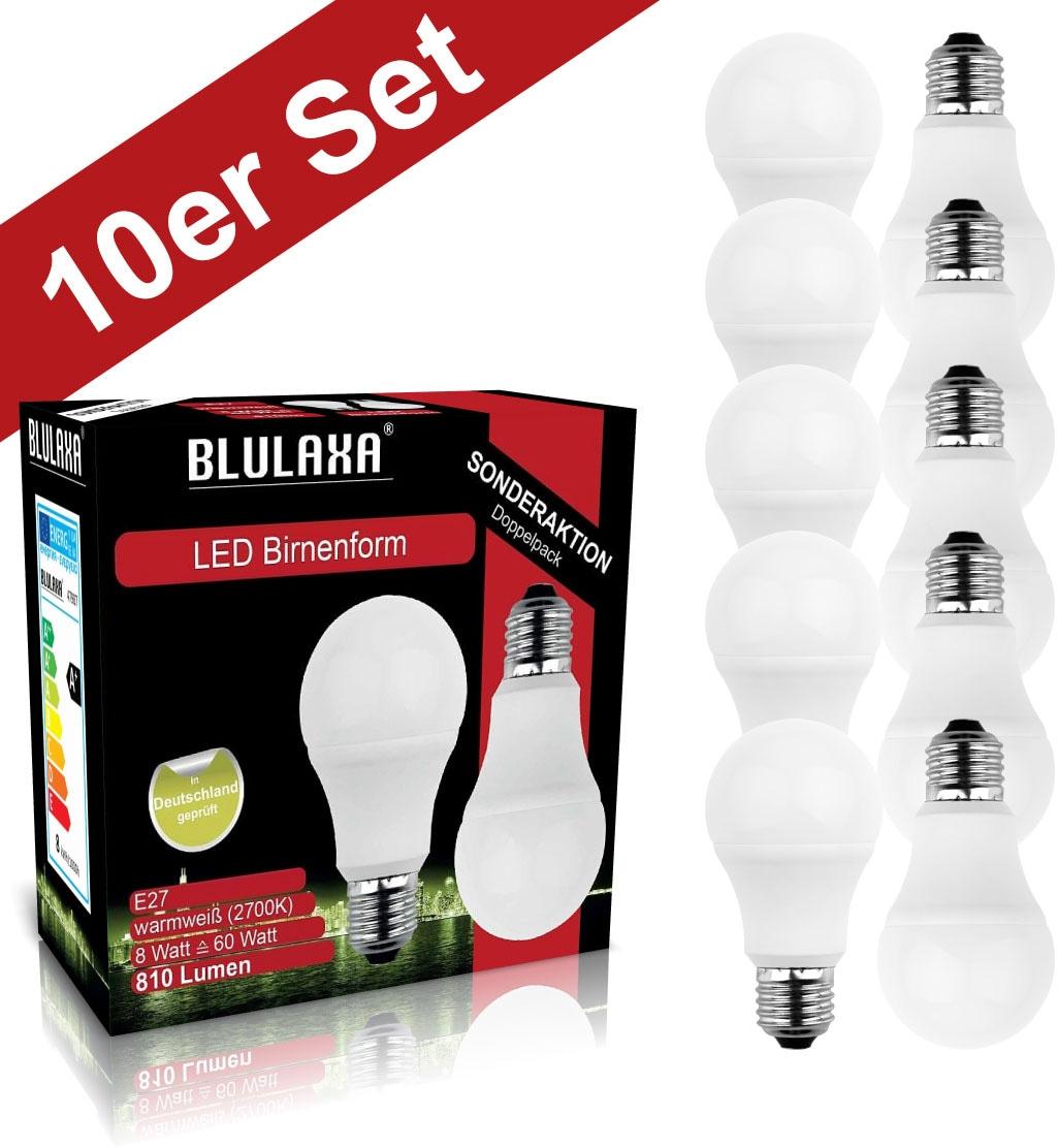 BLULAXA LED-Leuchtmittel "SMD Multi", Energieeffizienz: F (A-G), weiß, L:10,8cm Ø:6cm, Leuchtmittel, 10er-Set, Promotion-Pack A60, SMD, klar