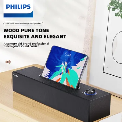 Die Soundbar Philips SPA 3808 verfügt über eine einfache Holzmaserungs-Design-HIFI-Klangqualität mit 3D-Audioeffekt und integrierter Soundkarte