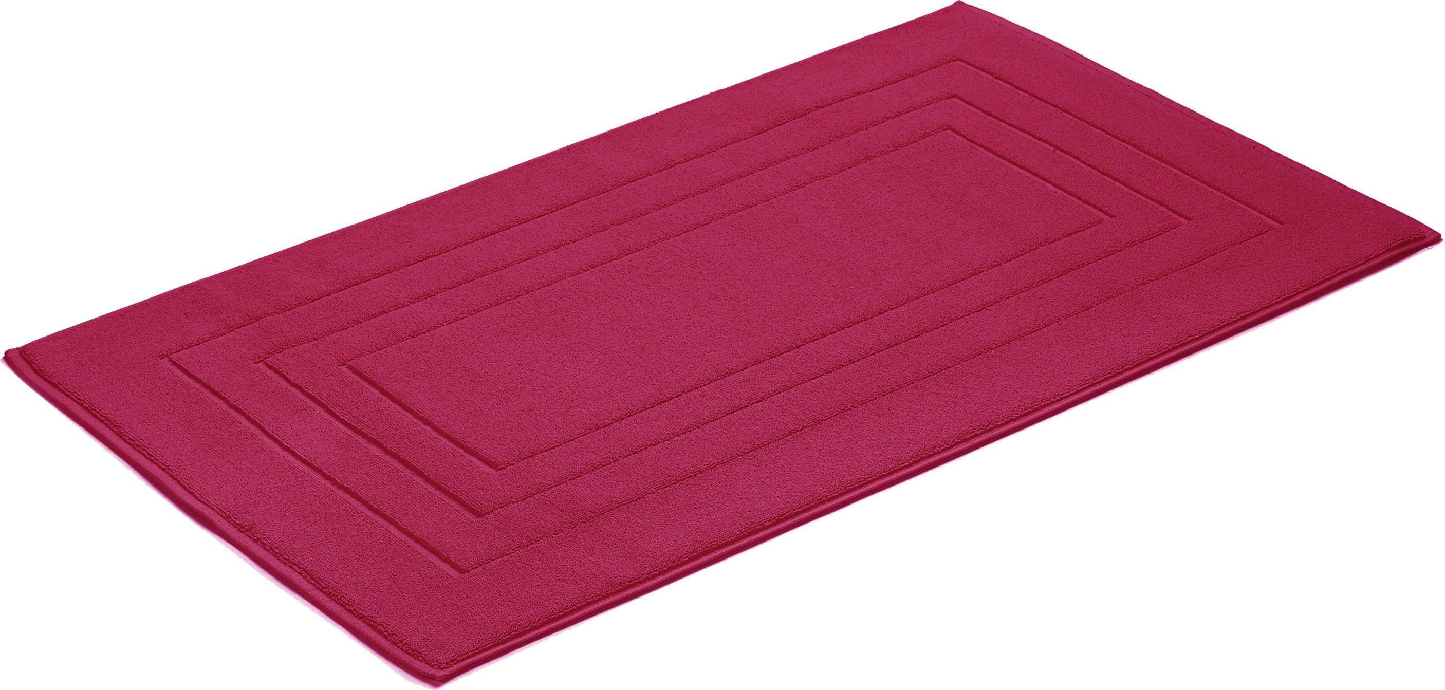 Badematte VOSSEN "Feeling" Gr. 3, lila (cranberry), H:10mm, Baumwolle, Badematten, Badematte, Badteppich, Uni-Farben, mit Bordüre, Hoch-Tief Effekt, reine Baumwolle