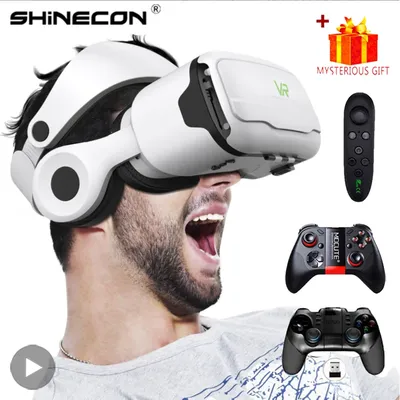 Shinecon Virtual Reality VR-Brille, 3D-Headset, Viar-Gerät, intelligente Helmlinsen, Schutzbrille für Handy, Smartphone, Kopfhörer
