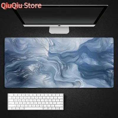 Schwarz Grau Linie Wolke Kunst Schreibtisch Matte Gaming Mauspad Großes Mousepad Gamer Zubehör XXL PC Computer Tastatur Erweitertes Pad