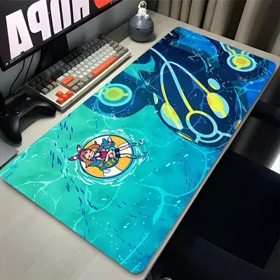 Wellen großes Mauspad Laptop Japan Anime Gaming Tastatur Teppich PC P-Pokemon Kyogre Mousepad XXL Kawaii erweiterte Schreibtisch Spielmatte