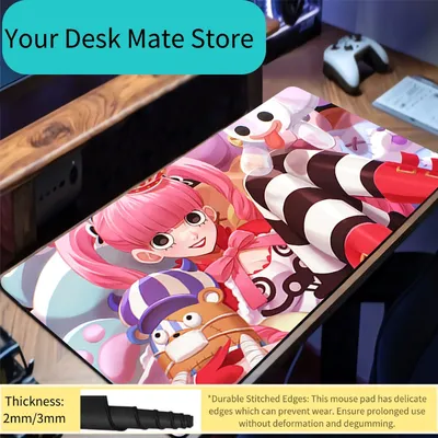 Mauspad Gamer One Piece Perona Rutschfeste Anime Schreibtischunterlage Gaming PC Zubehör Tablet-Pad Großes Mauspad Erweiterte Tastaturmatte