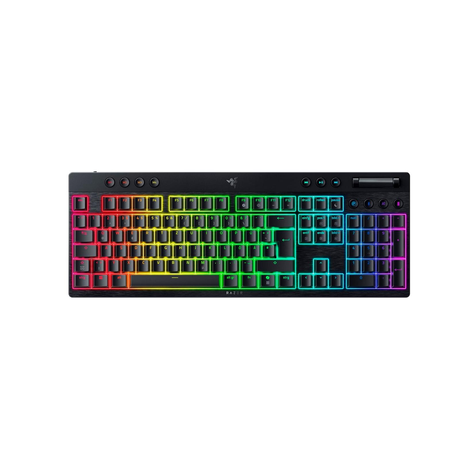 RAZER BlackWidow V4 Low-profile HyperSpeed (Orange Switch), Schwarz (FUNK, Bluetooth, USB-C, Taktil, DE-Layout)