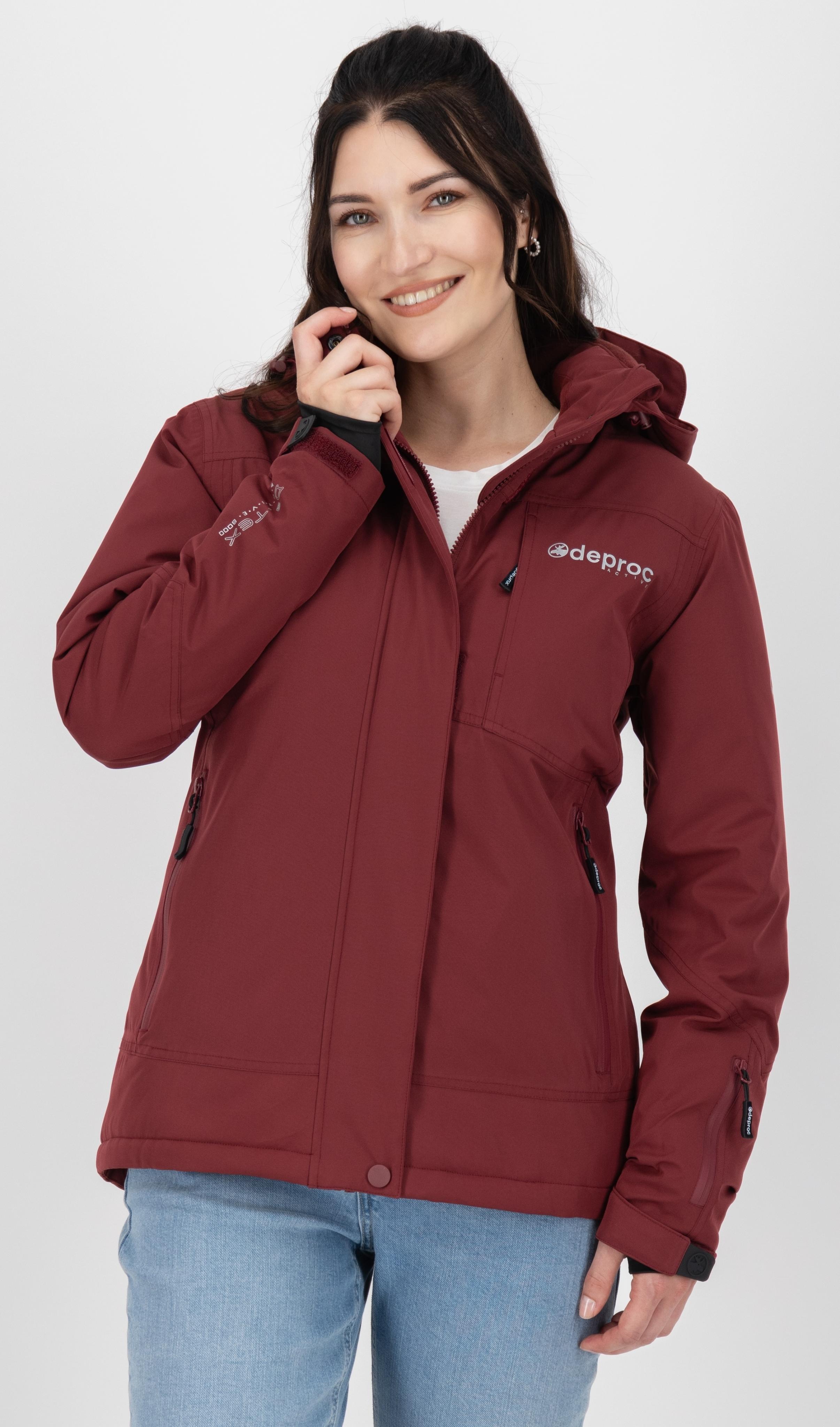 Winterjacke DEPROC ACTIVE "MONTREAL WOMEN", Damen, Gr. 40/42 (M), rot (wine), 96% Polyester; 4% Elasthan, Windstopperbündchen mit Daumenlöchern,mit Schneefang,mit verstellbarem Klettverschluss, Jacken Winterjacke, auch in Großen Größen erhältlich