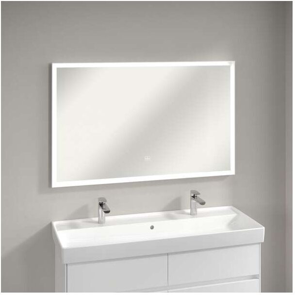 Villeroy und Boch Subway 3.0 Spiegel A4631200  mit Beleuchtung, Touch Sensor, Aluminiumrahmen, 120 x 75 x 4,75 cm, Weiß matt