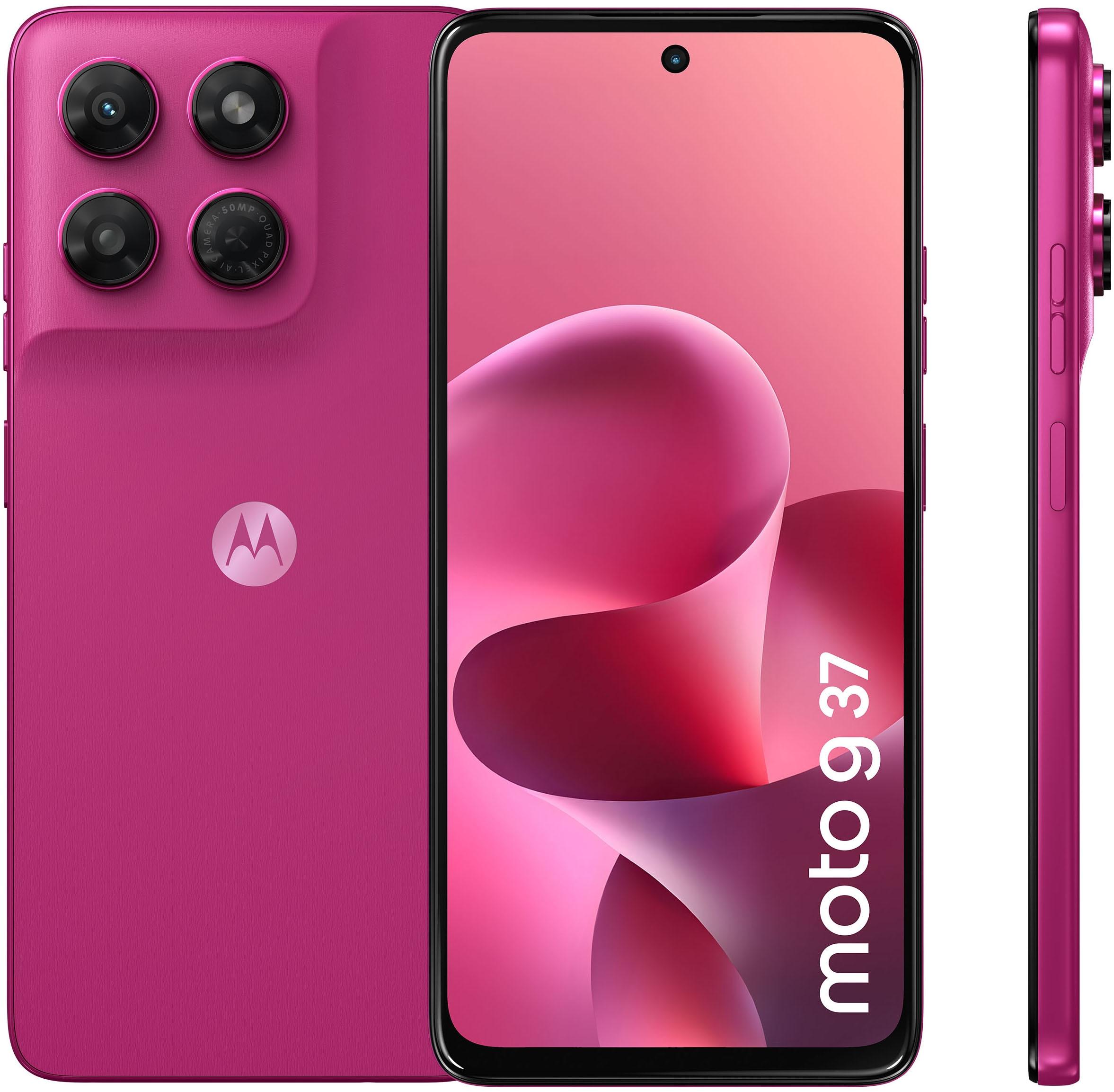 MOTOROLA Smartphone "moto g37 128 GB", Energieeffizienz: A (A-G), pantone fuchsia rot, 128 GB, Mobiltelefone