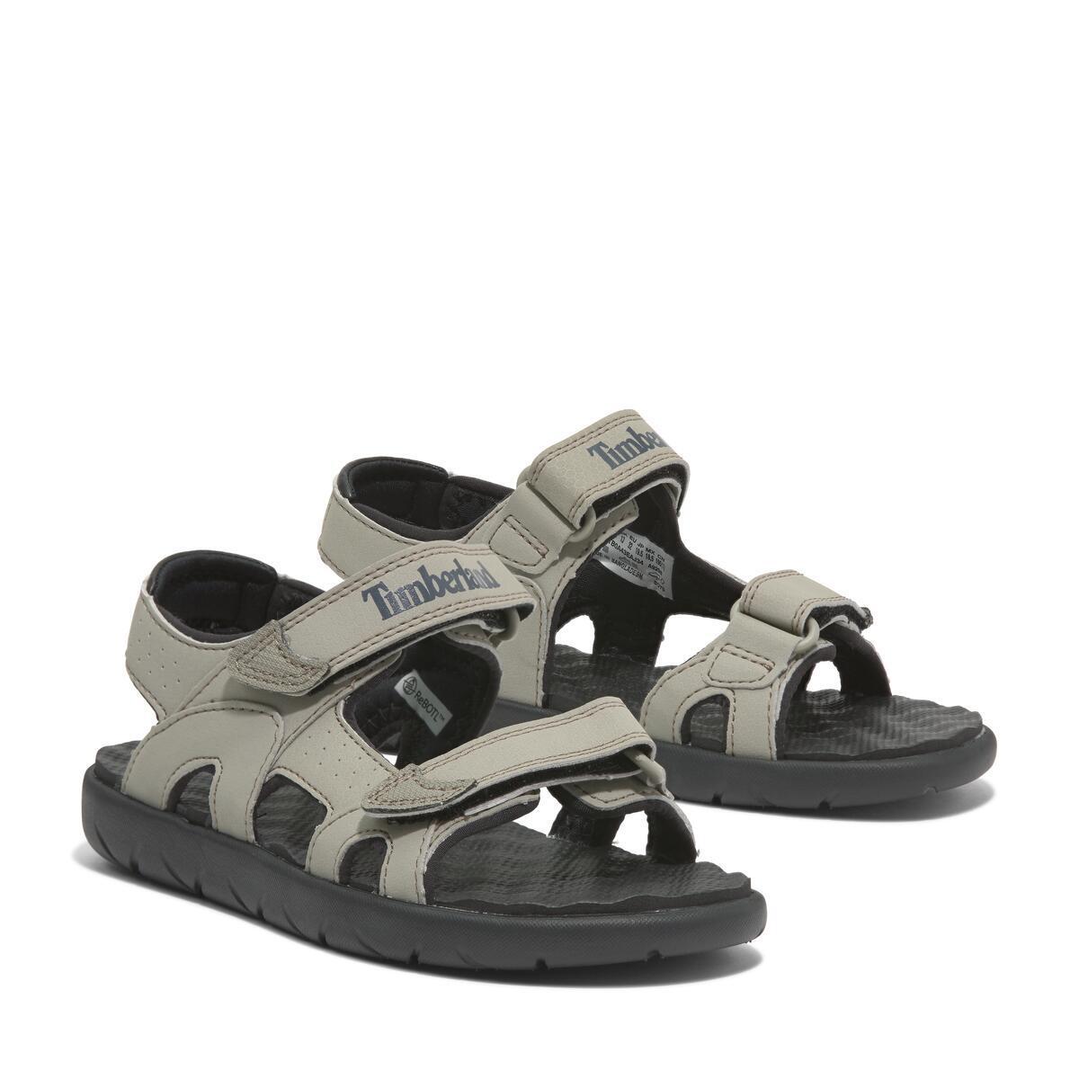 Sandale TIMBERLAND "PERKINS ROW BACKSTRAP SANDAL", Mädchen, Gr. 32, grau (light taupe), Synthetik, Schuhe Sandale, mit Klettverschluß