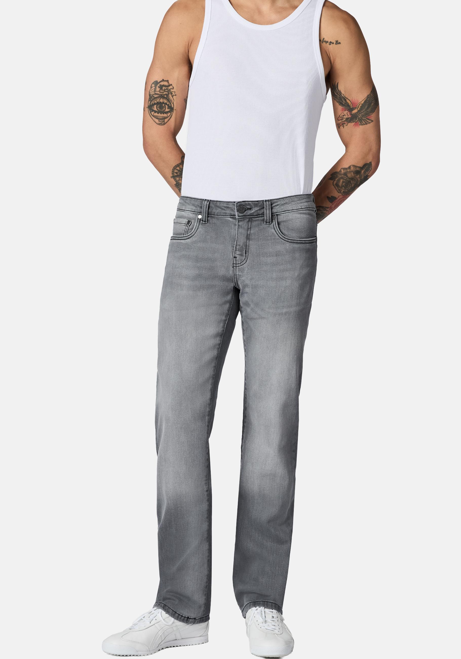Straight-Jeans PEAK TIME "Orbis", Herren, Gr. 30, Länge 34, moon grau, Jeans, Obermaterial: 88% Baumwolle, 11% Polyester, 1% Elasthan, straight fit lang, Jeans Straight-Jeans, Herren Jeans mit Logoprägung