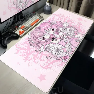 Anime Kawaii Mädchen PC Gaming Mauspad Rosa PC Büro Schreibtisch Zubehör Große Gamer Rutschfeste Tastatur Erweiterte Pads E-Sport Matte