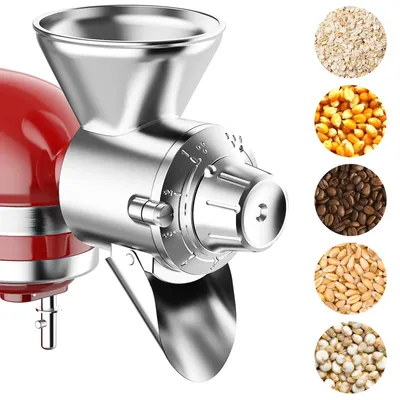 Metallgetreidemühraufsatz für Kitchenaid-Standmixer, 9-stufige Getreidemühle, Mehlmühle, passend für nicht fettige, trockene Getreide, Mais, Kaffee