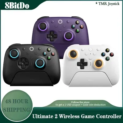 8BitDo Ultimate 2 Wireless 2.4G Gaming Controller mit Ladestation, TMR Joystick Bluetooth Gamepad für PC, Windows, Android