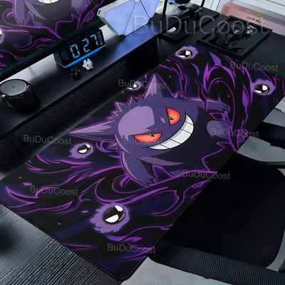 Anime Gengar Großes Mauspad Gamer Pokemon Tastatur-Mausmatte XXL Teppich Gummi Tapis Souris Gaming PC Mausunterlage Schreibtischzubehör
