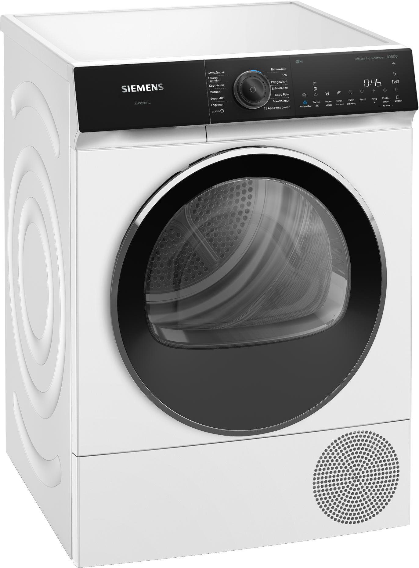 SIEMENS Wärmepumpentrockner "WQ45H2BECO", Energieeffizienz: C (A-G), weiß, B:59,8cm H:84,2cm T:59,9cm, Trockner, Selbstreinigender Kondensator, intelligentDry, autoDry, Home Connect
