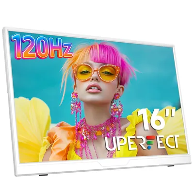 UPERFECT 16" 1200P 120Hz tragbarer Monitor 100% sRGB tragbarer Gaming Monitor mit eingebautem Stand HDR und Freensync externer USB C Travel Screen für Laptop PC Telefon Schalter und PS5