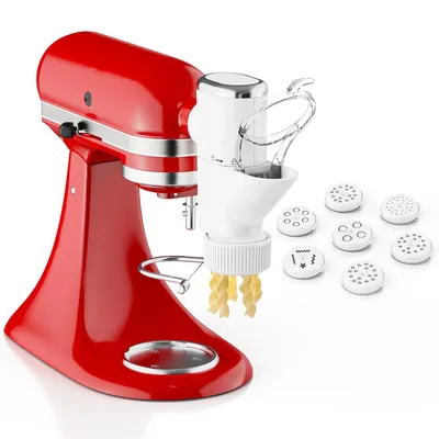 Gvode Nudelpresse-Aufsatz für KitchenAid Standmixer, 7 austauschbare Platten, Nudelextruder-Zubehör