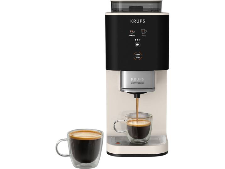 KRUPS Kaffeevollautomat SA4001 Coffee Crush – für Espresso & Lungo , elfenbein, B:15cm H:36cm T:29,5cm, Kaffeevollautomaten, frisch gemahlene Bohnen oder vor-gemahlen, einfache Reinigung, Kaffeevollautomat