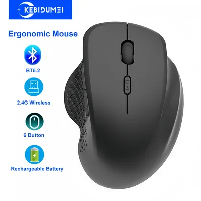 6 Tasten Ergonomische Maus 2,4G Drahtlose Maus Bluetooth Maus 400 mAh Wiederaufladbare Gaming Mäuse 1600 DPI Optische Maus für PC Laptop，6 Button Ergonomic Mouse 2.4G Wireless Mouse Bluetooth Mouse