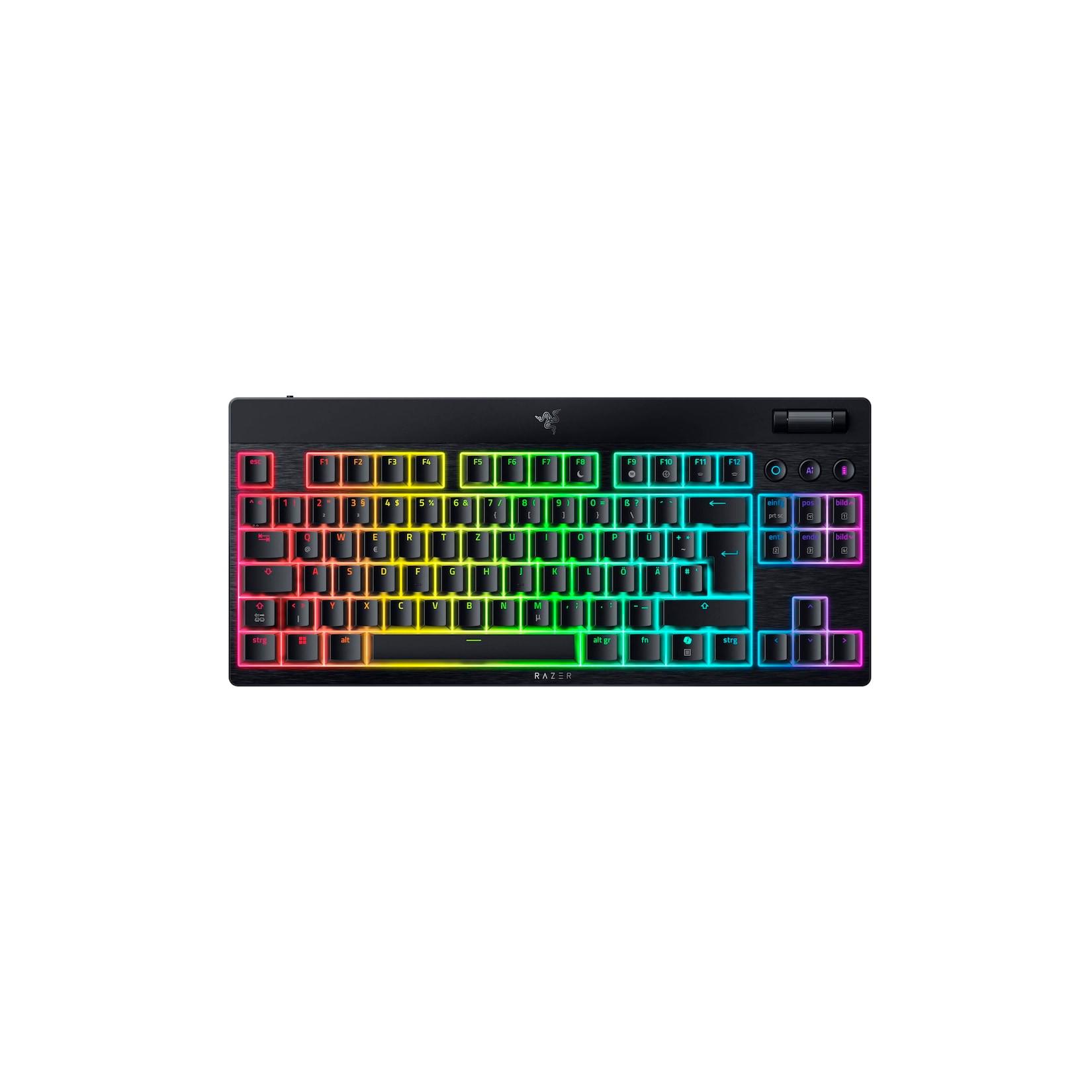RAZER BlackWidow V4 Low-profile Tenkeyless HyperSpeed (Orange Switch), Schwarz (FUNK, Bluetooth, USB-C, Taktil, DE-Layout)