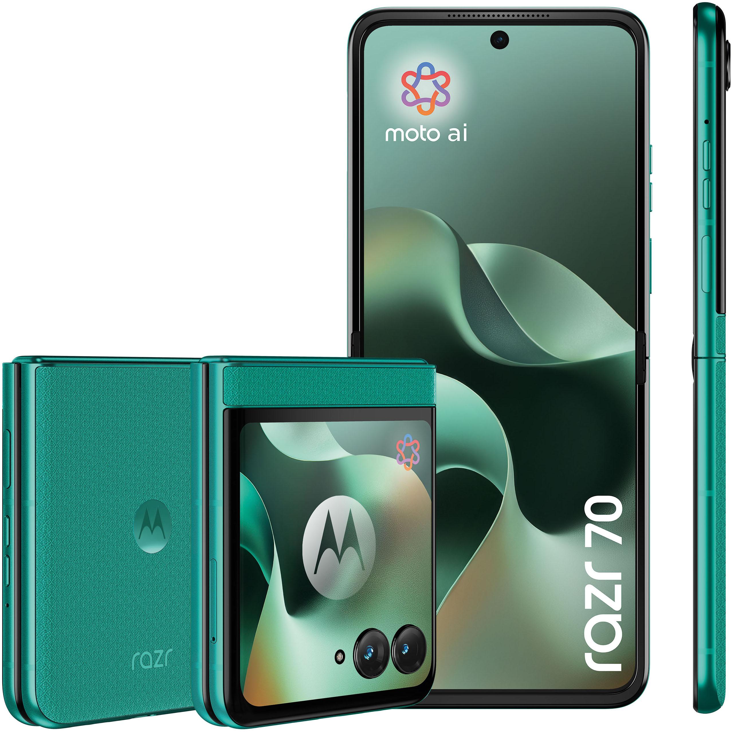 MOTOROLA Smartphone "razr 70", Energieeffizienz: A (A-G), pantone sporting grün, 256 GB, Mobiltelefone