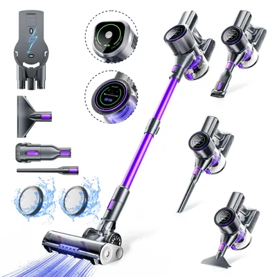 SmartAI P40 5-in-1 Modulierbarer Akku-Stabsauger kabellos 55Kpa Starke Suction, 60Min Laufzeit, HEPA Filter, 1.3L Extra Staubbehälter, LED Licht & Display kabelloser akkustaubsauger für Teppich/Tierhaare/Hartboden/Auto