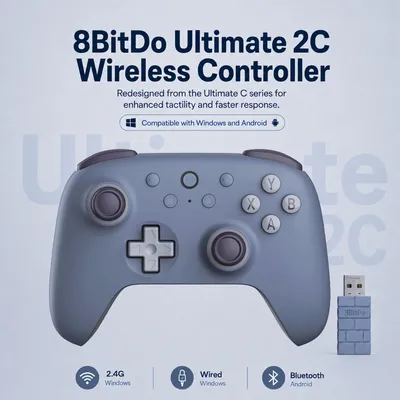 8BitDo Neuer Ultimate 2C Wireless Gaming Controller für PC, Windows 10, 11, Steam Deck, Raspberry Pi, Android Gamepad Zubehör