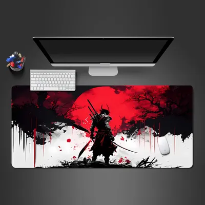 Japanische Sakura Samurai Schwarz Mauspad Gamer Tisch Matte Teclado Empresa Gaming Laptop Schreibtisch PC Büro Zubehör Computer Schreibtisch
