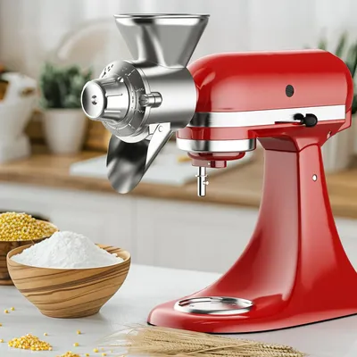 Metallgetreidemühraufsatz für Kitchenaid-Standmixer, 9-stufige Getreidemühle, Mehlmühle, passend für nicht fettige, trockene Getreide, Mais, Kaffee
