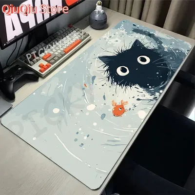 Tinte Katze Niedliches Design Mauspads Gaming Mauspad Gamer Mauspad Tastaturmatten Schreibtischunterlage Mauspads XXL 90x40cm für Computer