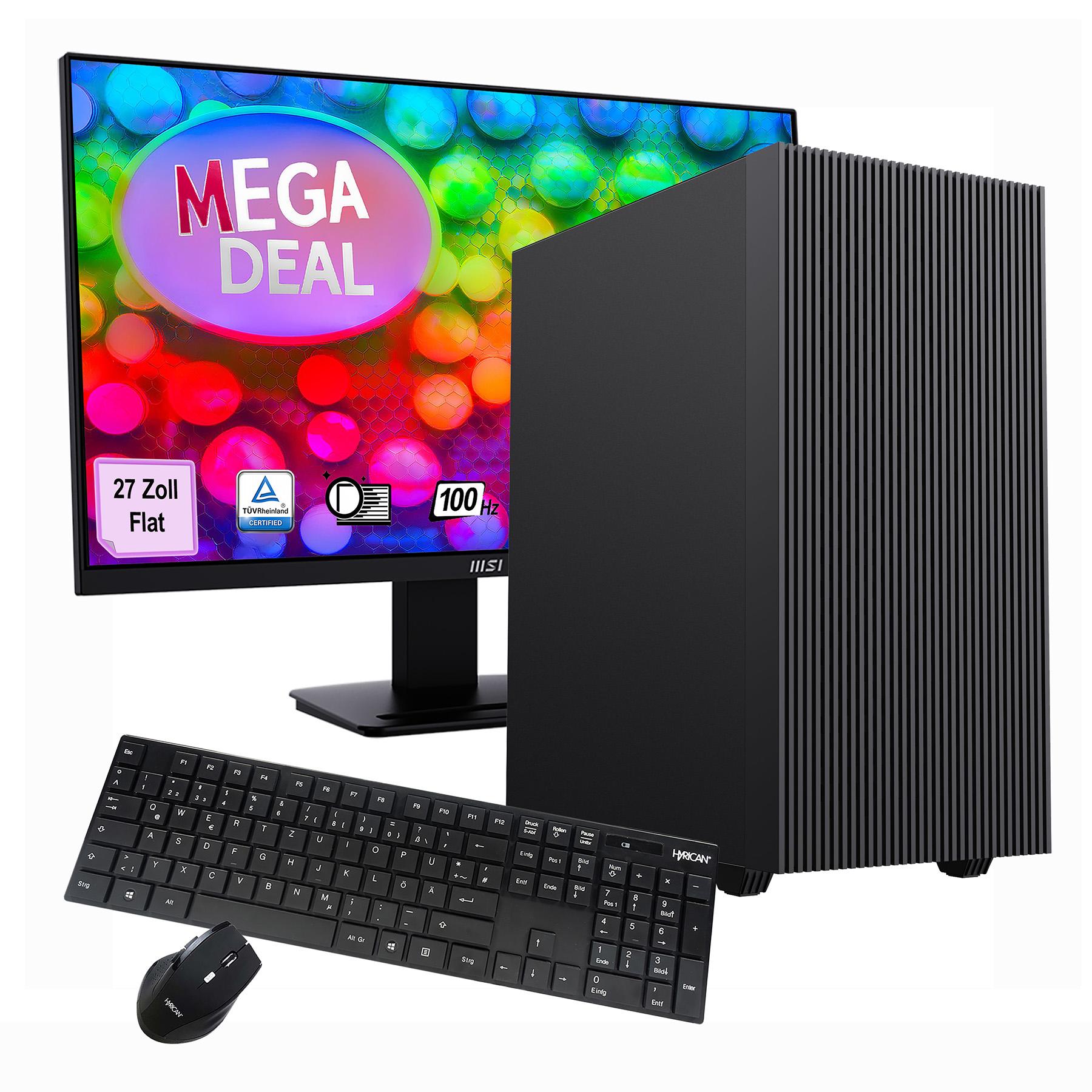 GAMEMAX PC-Komplettsystem "MegaDeal Multimedia-PC 2721 AMD Ryzen 5 5600GT 16GB 480GB SSD", Energieeffizienz: E (A-G), schwarz, Microsoft Windows 11 Home (64 Bit), 16 GB RAM 480 GB SSD, Computer_Komplettsysteme, Windows 11 + MSI PRO MP273A Monitor, 69cm (27")