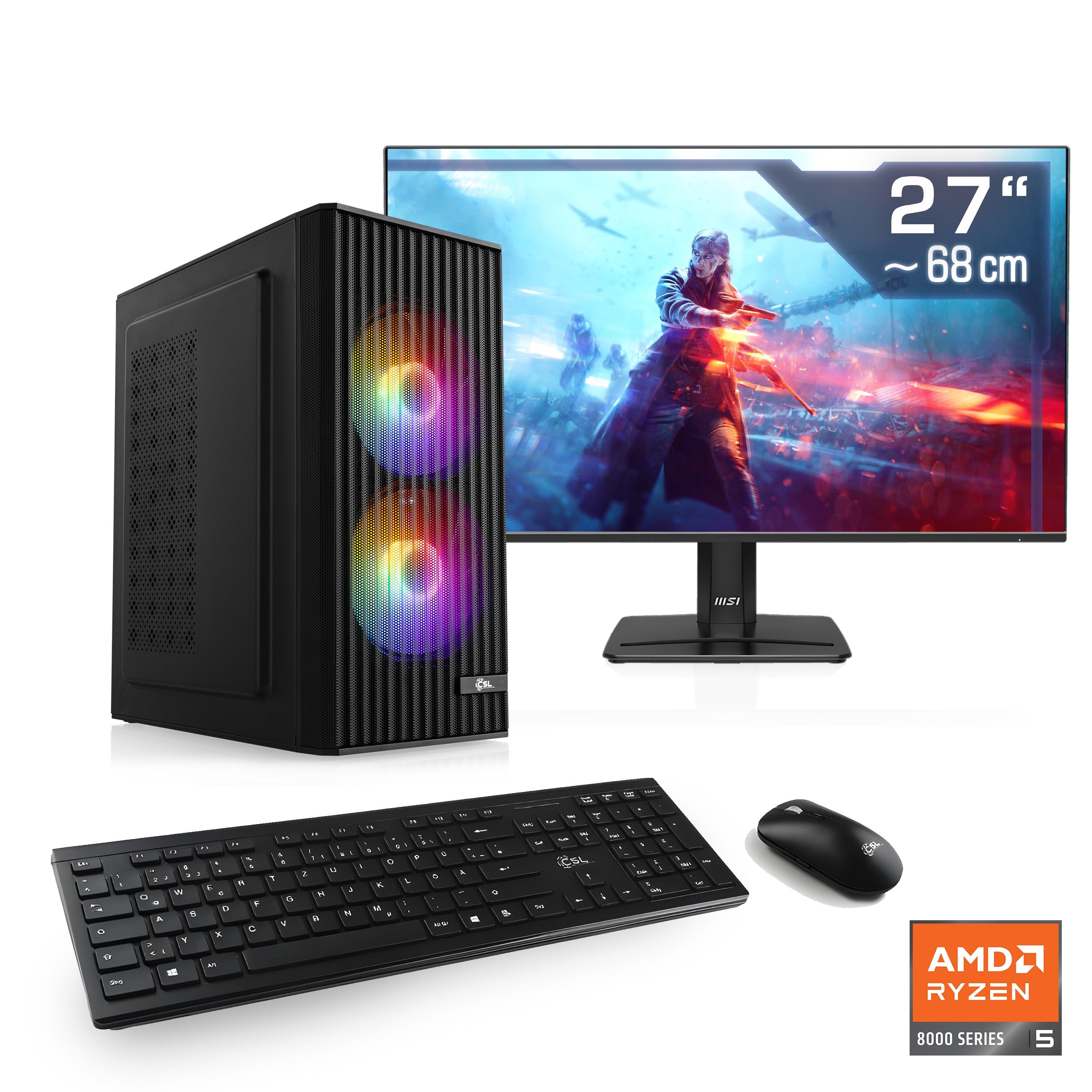 CSL PC-Komplettsystem "Spectrum V25280W", Energieeffizienz: E (A-G), schwarz, Microsoft Windows 11 Home (64 Bit), 32 GB RAM 1.000 GB SSD, Computer_Komplettsysteme