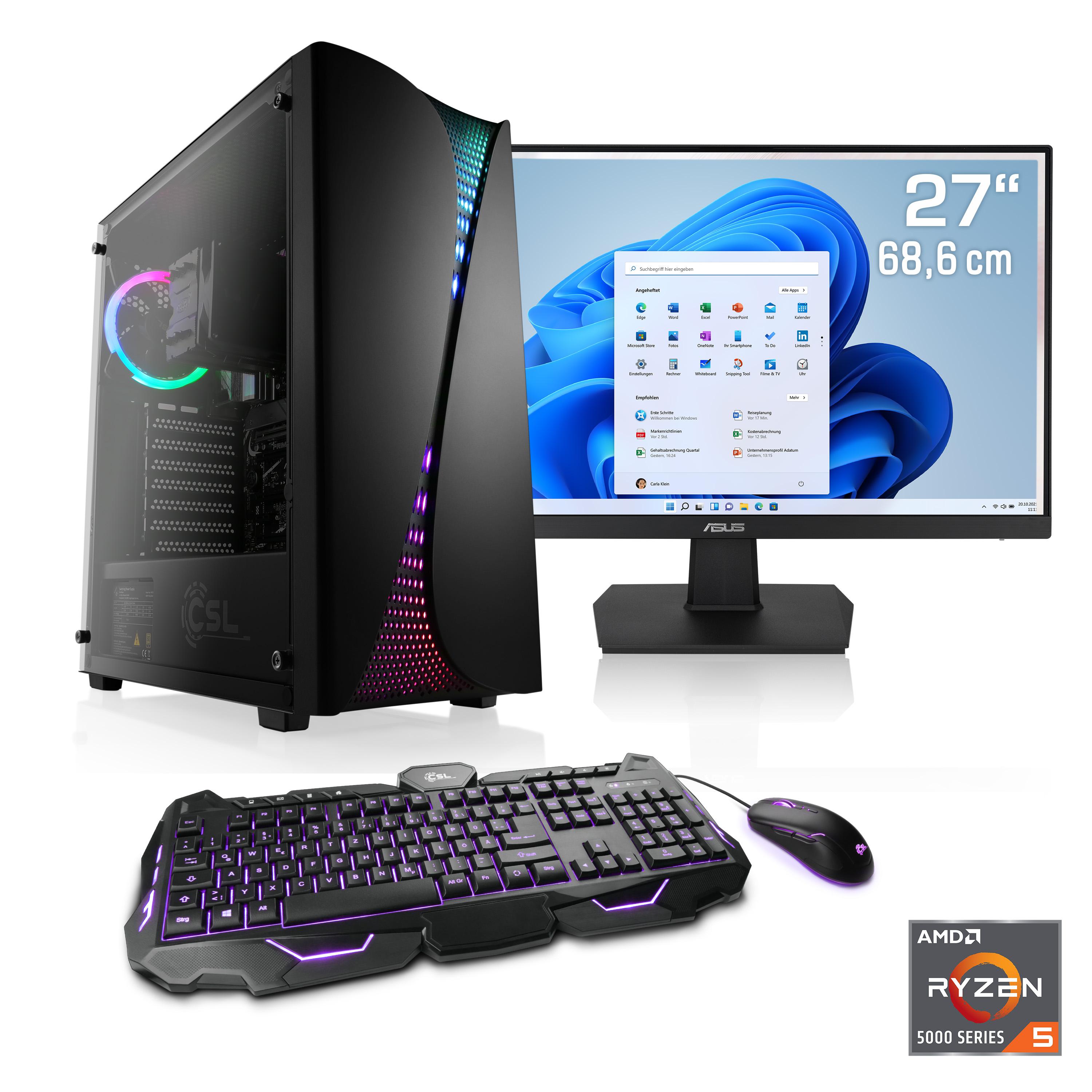 CSL Gaming-PC-Komplettsystem "Levitas V26320", Energieeffizienz: A (A-G), schwarz, Microsoft Windows 11 Home (64 Bit), 32 GB RAM 1.000 GB SSD, Computer_Komplettsysteme