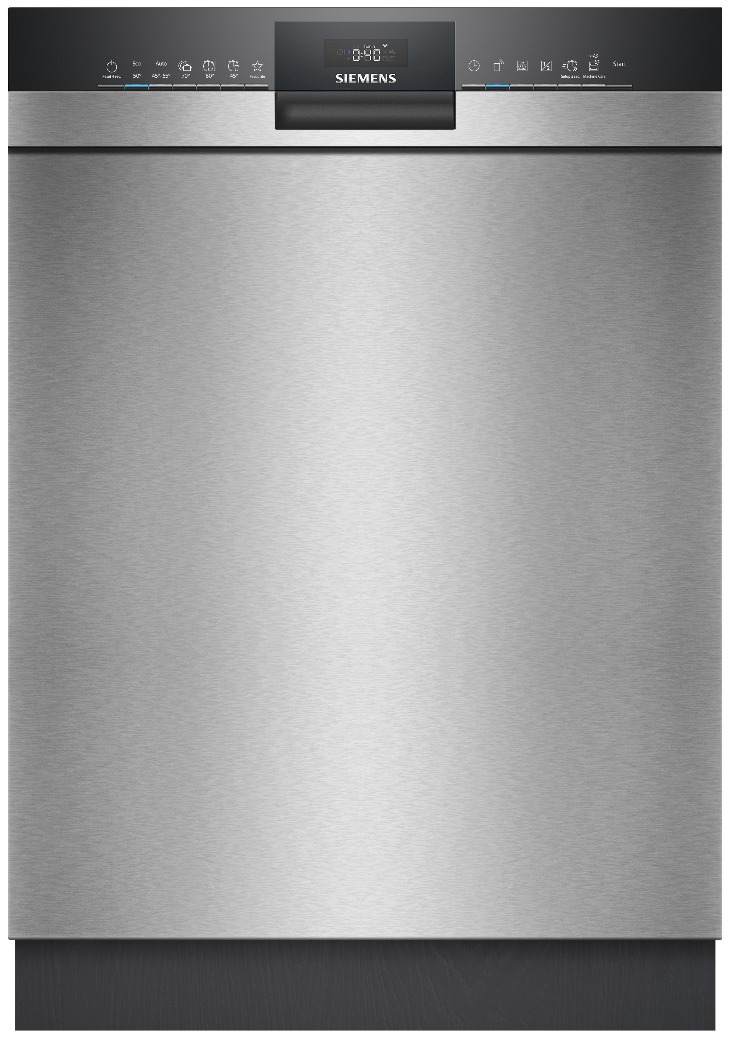 SIEMENS Unterbaugeschirrspüler "SN43ES28AE", Energieeffizienz: A (A-G), silber (gebürsteter stahl), B:59,8cm H:81,5cm T:57,3cm, Geschirrspüler, Made in Germany, flexible Körbe & Schubladen, Spülturbo varioSpeed