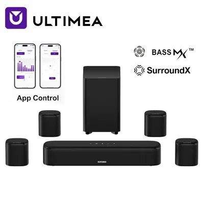 ULTIMEA 7.1-Kanal Soundbar mit Subwoofer, Virtuelles Surround-Sound-System für TV, Soundbar für Smart-TV mit 4 Surround-Lautsprechern