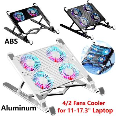 Laptop-Kühlpad mit 2/4 Lüftern, faltbarer Notebook-Ständer, RGB Silent Gaming Laptop-Kühler, Lüfter, 7 Höhe, für 11–17,3 Zoll Laptops