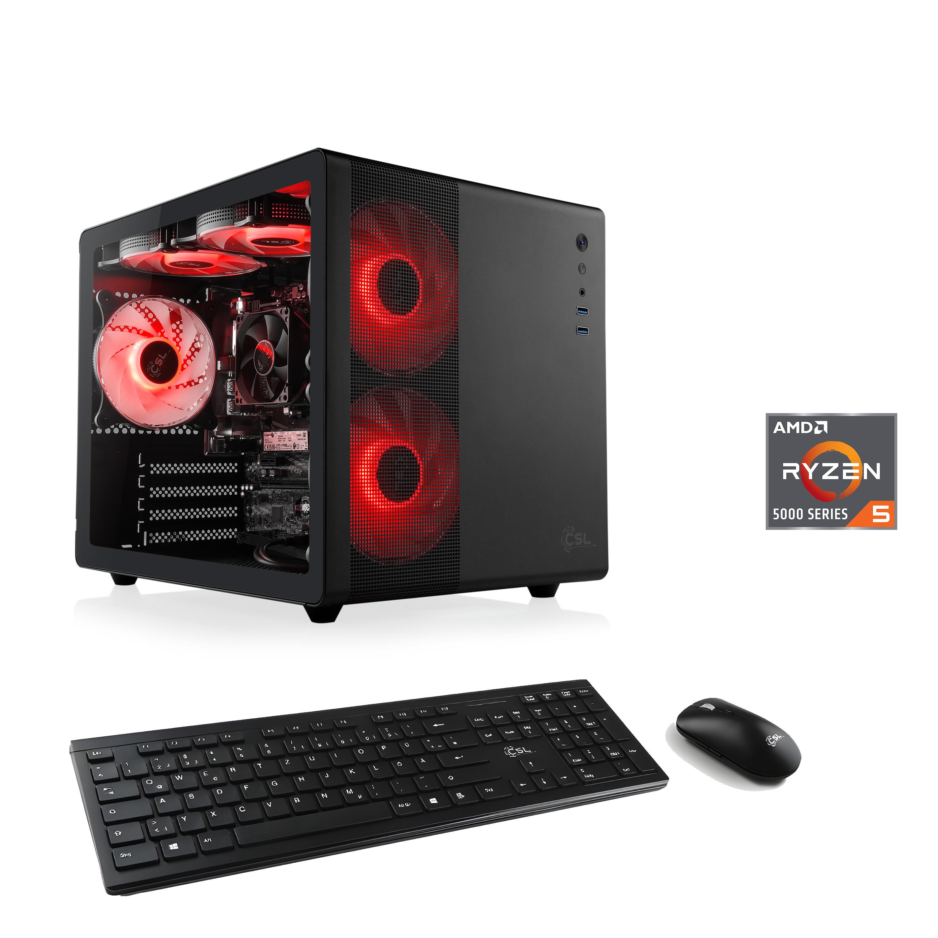 CSL PC "Cube V24179", schwarz, Microsoft Windows 11 Home (64 Bit), 16 GB RAM 500 GB SSD, Desktop-PCs, PC