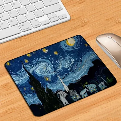 Van Gogh Illustration Anime Mauspad Kawaii Pc Zubehör Gaming Laptops Mousepad Gamer Deskmat Schreibtisch Schutz Tastatur Matte