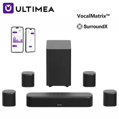 ULTIMEA 350W 7.1-Kanal Soundbar-System für TV mit Subwoofer & 4 Surround-Lautsprechern, Heimkino-Surround-Sound App-Steuerung
