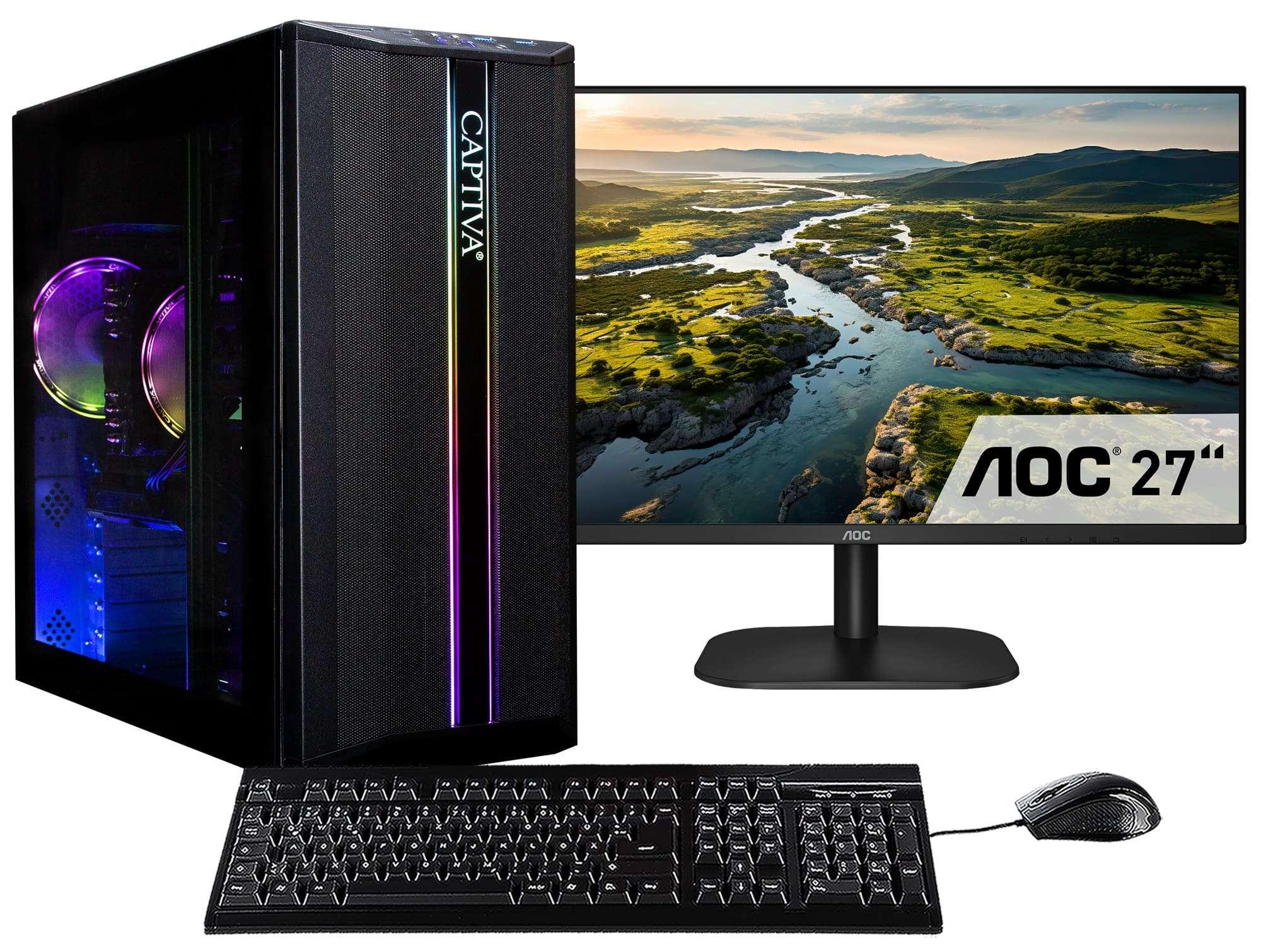 CAPTIVA Business-PC-Komplettsystem "Power Starter R80-022 TFT Bundle", Energieeffizienz: E (A-G), schwarz, Microsoft Windows 11 Home (64 Bit), 16 GB RAM 1.000 GB SSD, Computer_Komplettsysteme