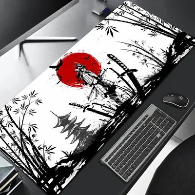 Samurai Warrior Mauspad Gamer Computer Zubehör Tastatur Tischmatte Schwarz Mousepad Company Gaming Laptop Schreibtisch Zubehör PC