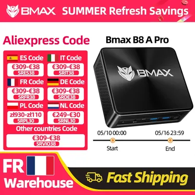 Bmax B8 A Pro Laptop AMD Ryzen 7 8745Hs Prozessor AMD Radeon 780M Grafik 16GB RAM 512GB SSD Windows 11 WLAN Bluetooth USB HDMI Type-C DP