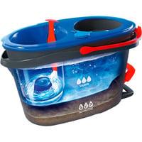 H2PrO Spin Mop Set, Bodenwischer schwarz/rot, mit Zweitanksystem und Teleskopstiel