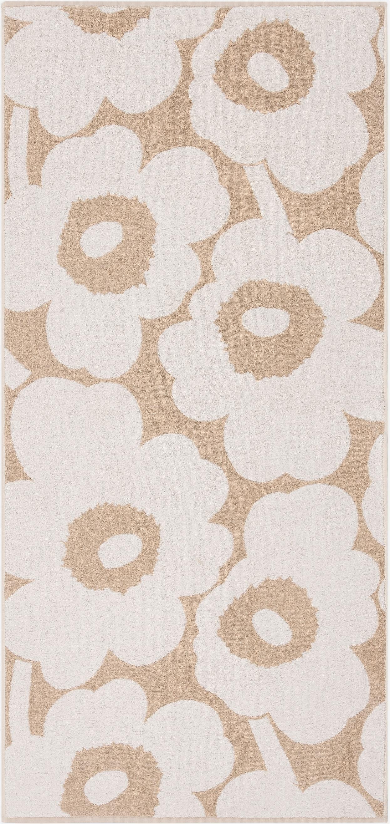 Duschtuch MARIMEKKO "UNIKKO", beige,weiß, B:70cm L:150cm, Frottier, Frottier, Handtücher, 100% Baumwolle, angenehm weich, 70 x 150 cm