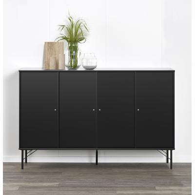 Sideboard HAMMEL FURNITURE "Mistral Kubus", schwarz, B:136cm H:89cm T:32,5cm, Holzwerkstoff, Massivholz, Sideboards, Sideboard, mit vier Türen und Metall Füße, Breite: 136 cm
