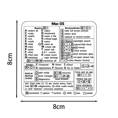 Wasserdichter, langlebiger Tastenkombinations-Aufkleber für Windows, Mac, OS, Chromebook, Laptop, Büro, Tastaturaufkleber
