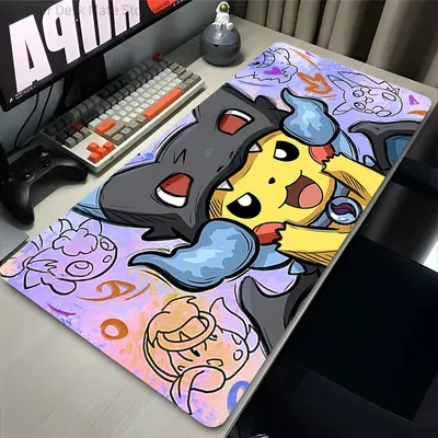 Pikachu Cosplay Dark Anime Gaming Mauspad Große Erweiterte Schreibtischunterlage Rutschfeste Basis für Gamer
