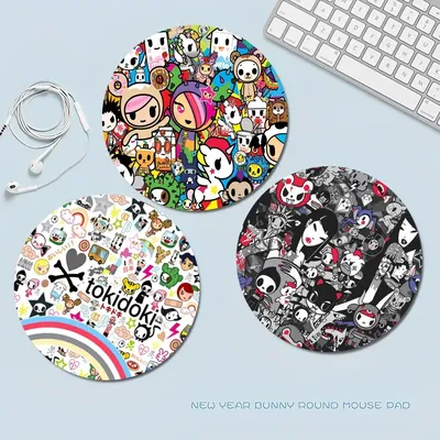 T-tokidoki 22x22cm runde kawaii Cartoon Anime Gaming Mauspad Tastatur Maus matten Deskpad Mädchen Padmouse Schreibtisch Spiel matten