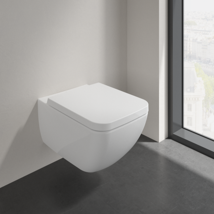 Villeroy und Boch Villeroy & Boch Collaro Combi-Pack Wand-Tiefspüler WC mit WC-Sitz, 4626HS01, DirectFlush, weiss